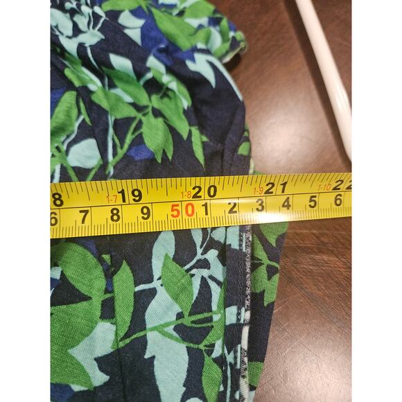 Boden Floral Dress Blue Green Midi V Neck 18L 18 Fit Flare - Picture 7 of 8